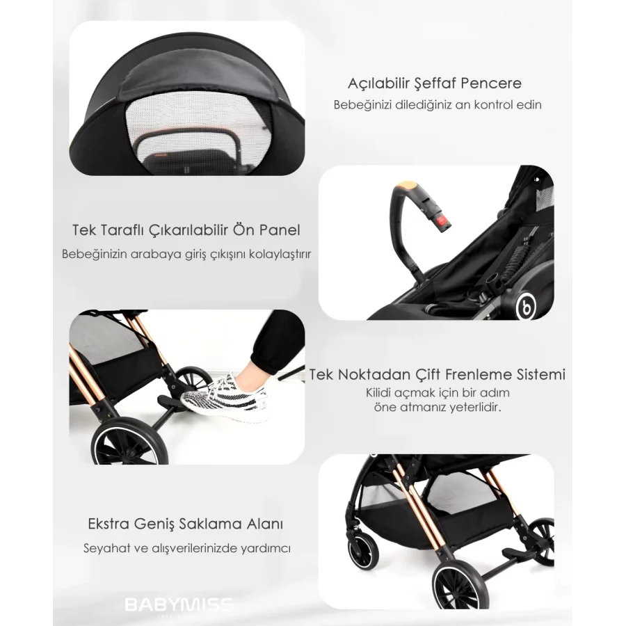 Bagageboo Kabin Boy Bebek Arabası Otomatik Katlanır Hafif