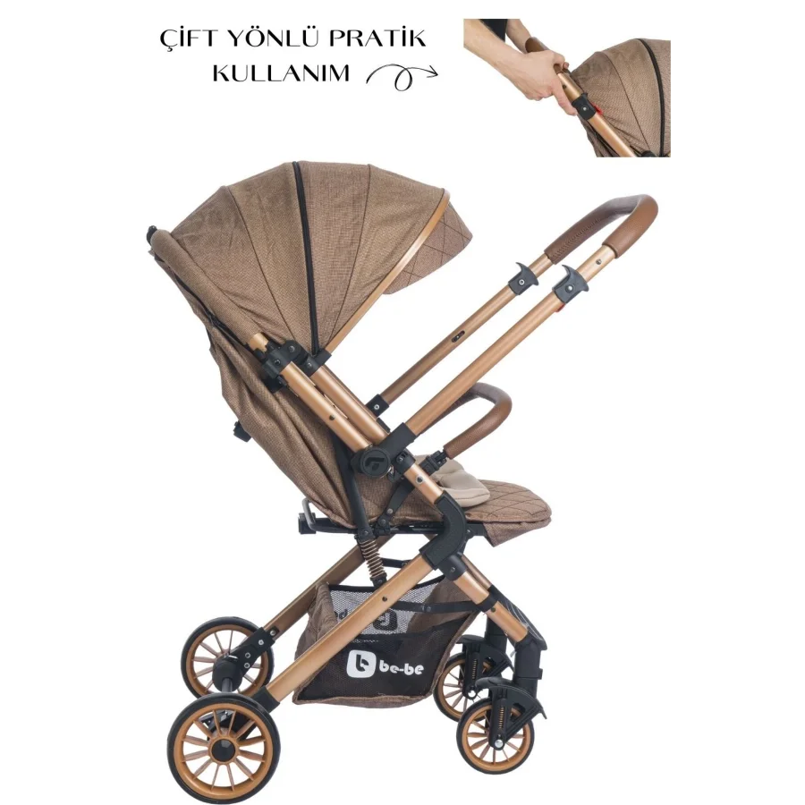 Be-Be Alpine Çift Yönlü Kabin Boy Bebek Arabası - Kahve