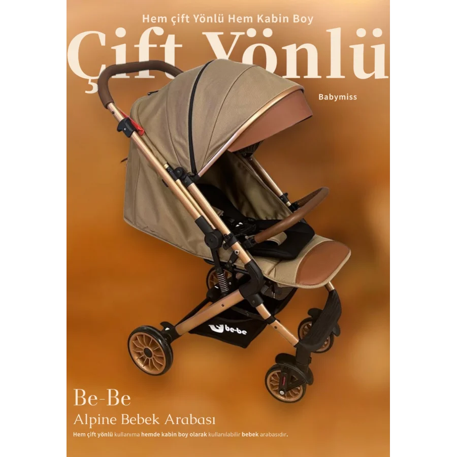 Be-Be Alpine Çift Yönlü Kabin Boy Bebek Arabası - Kahve
