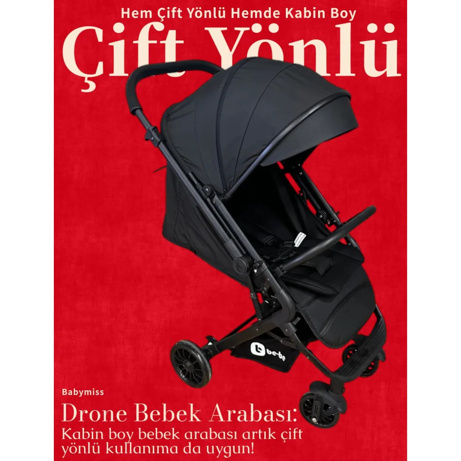 Be-Be Alpine Çift Yönlü Kabin Boy Bebek Arabası - Siyah