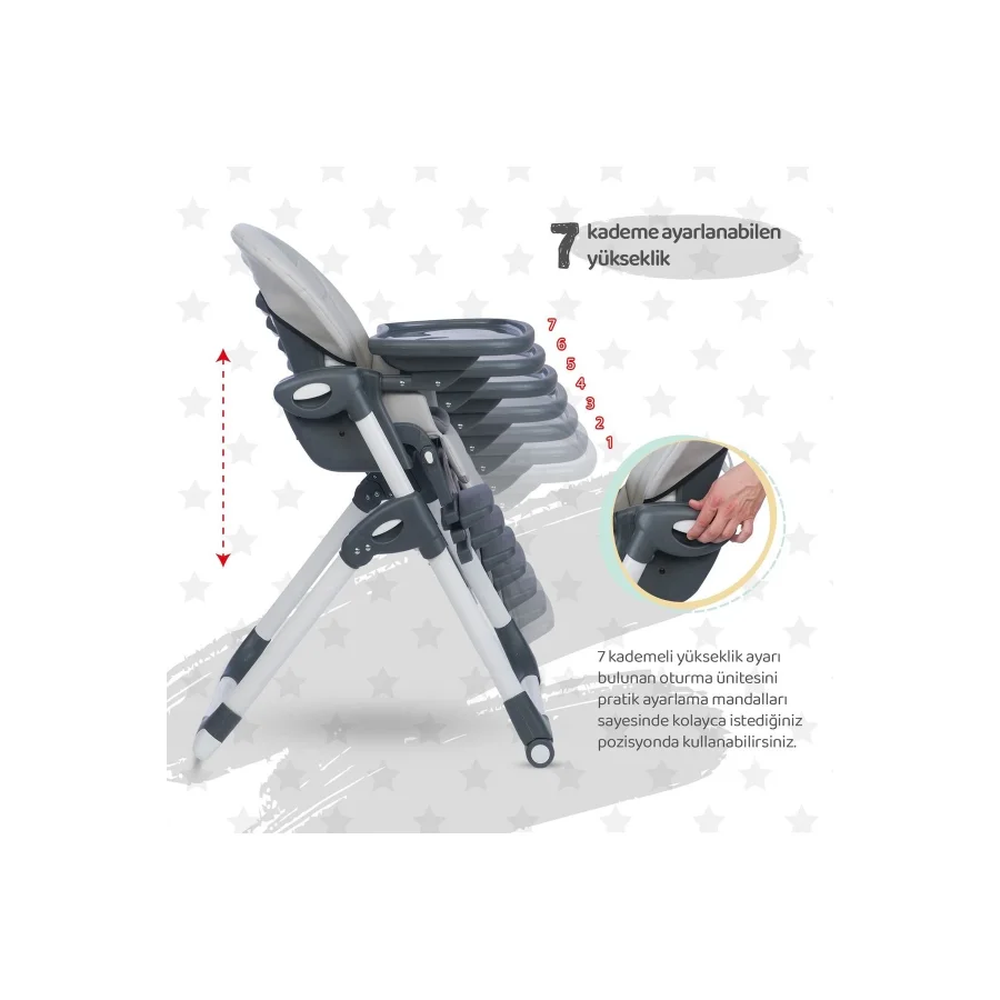 Be-Be Cozy Asansörlü Lüks Mama Sandalyesi - Bej