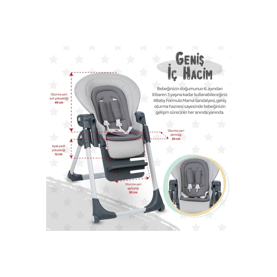 Be-Be Cozy Asansörlü Lüks Mama Sandalyesi - Bej