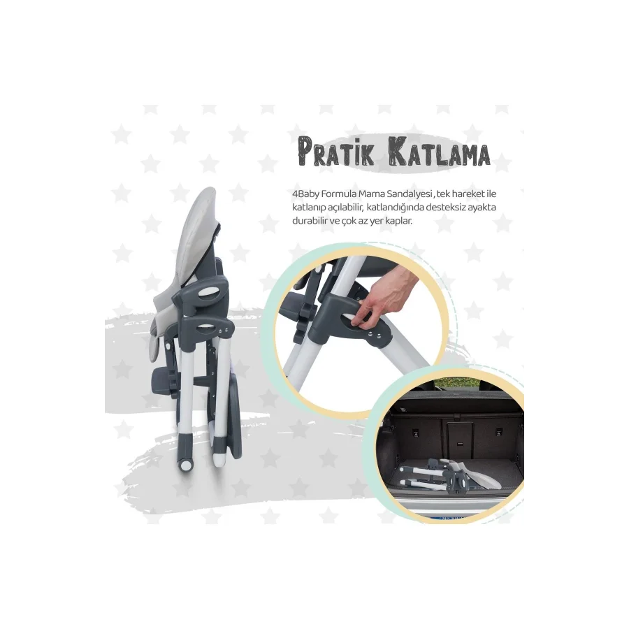 Be-Be Cozy Asansörlü Lüks Mama Sandalyesi - Bej