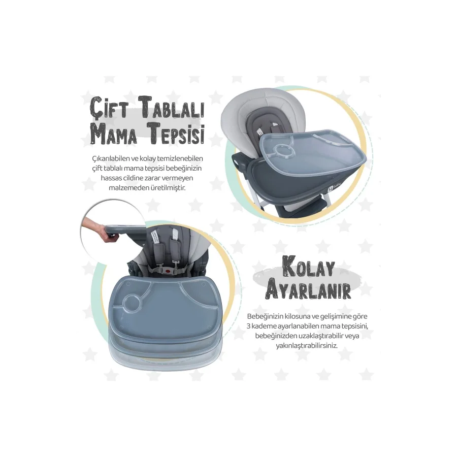 Be-Be Cozy Asansörlü Lüks Mama Sandalyesi - Bej