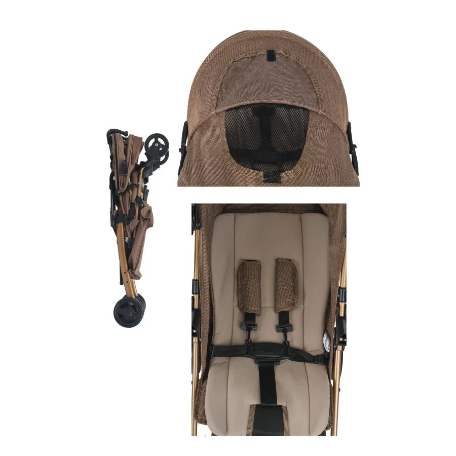Be-Be Trip Lüks Yatar Baston Bebek Arabası Kahve