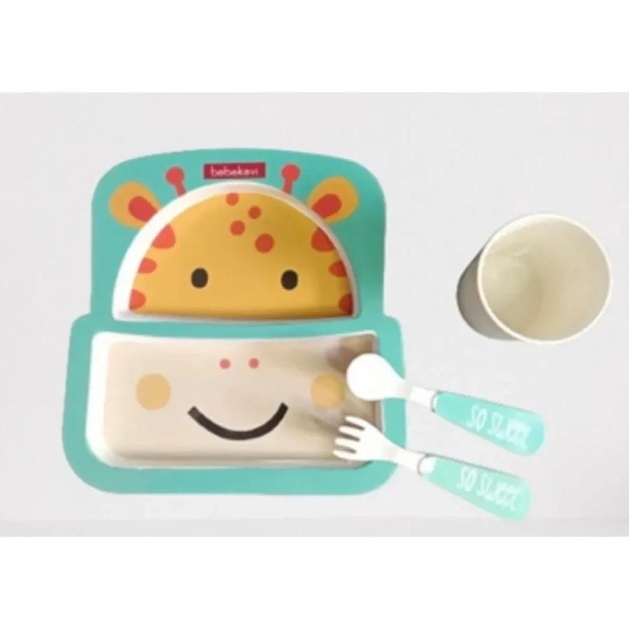 Bebek Evi Melamin Sevimli Zürafa Mama Seti