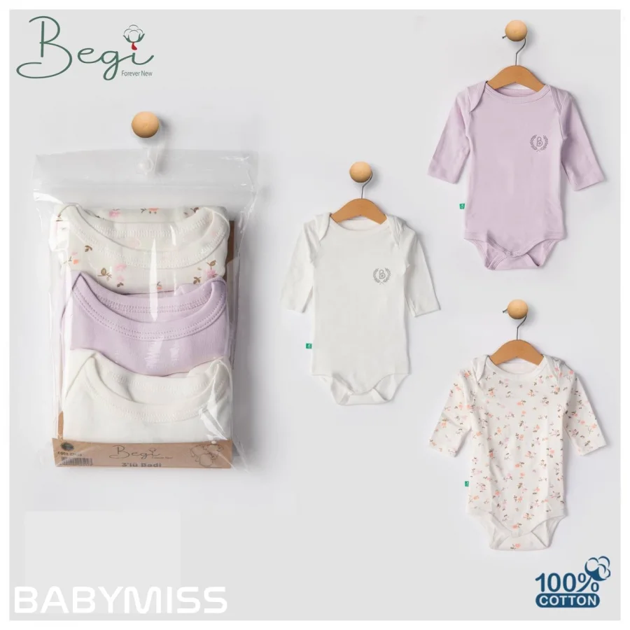 Begi 3lü Naturel Bebek Badi Zıbın - Mor