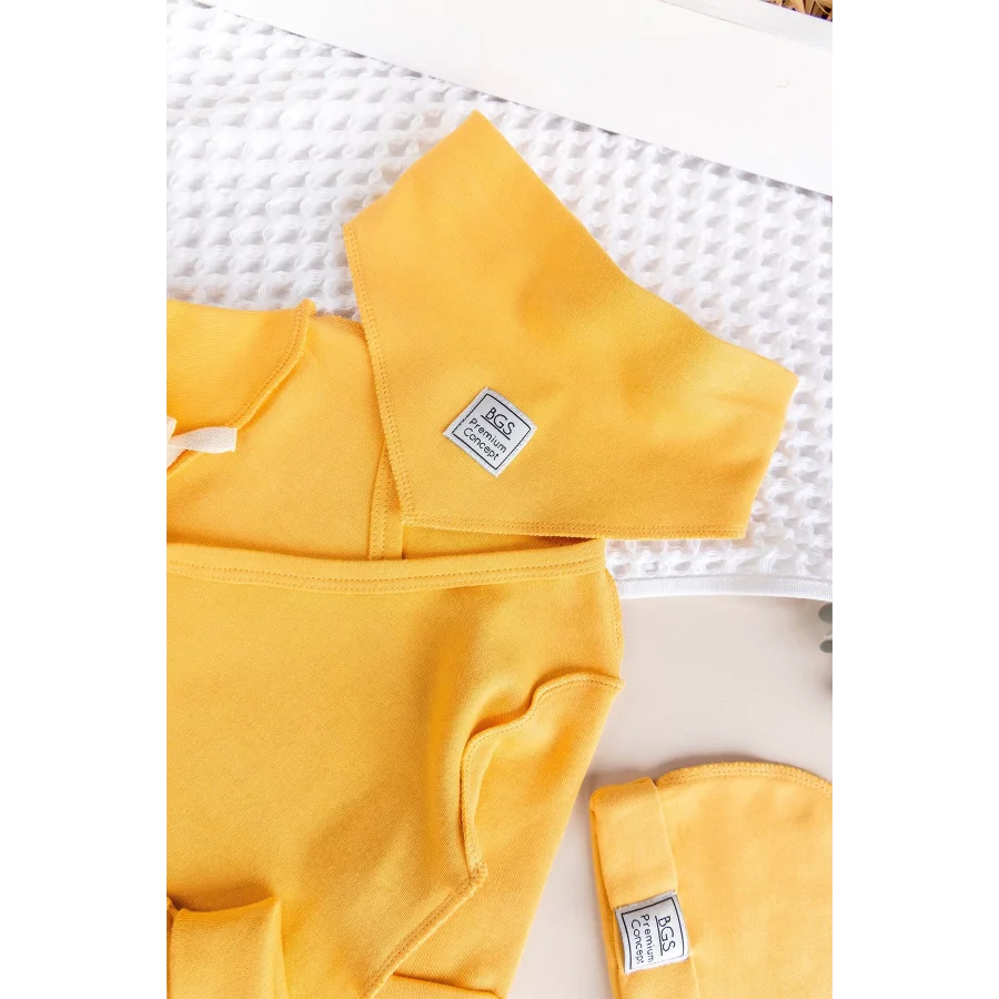 Begi Kendinden Eldivenli Natural Bebek Hastane Çıkışı Bebek Takımı Sarı - 0-3 AY