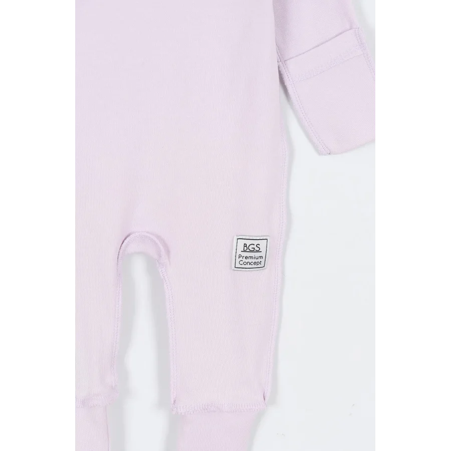 Begi Ters Dikişli Yandan Çıtçıtlı Bebek Tulum Lila - 0-3 Ay