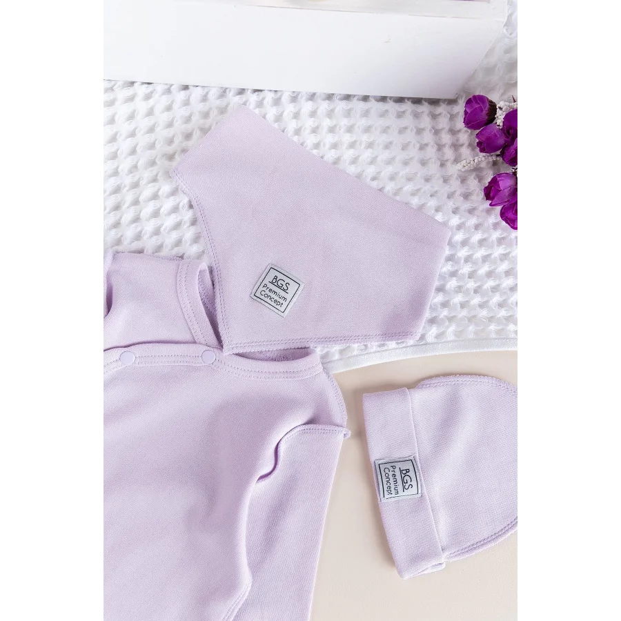 Begi Ters Dikişli Yandan Çıtçıtlı Bebek Tulum Lila - 0-3 Ay