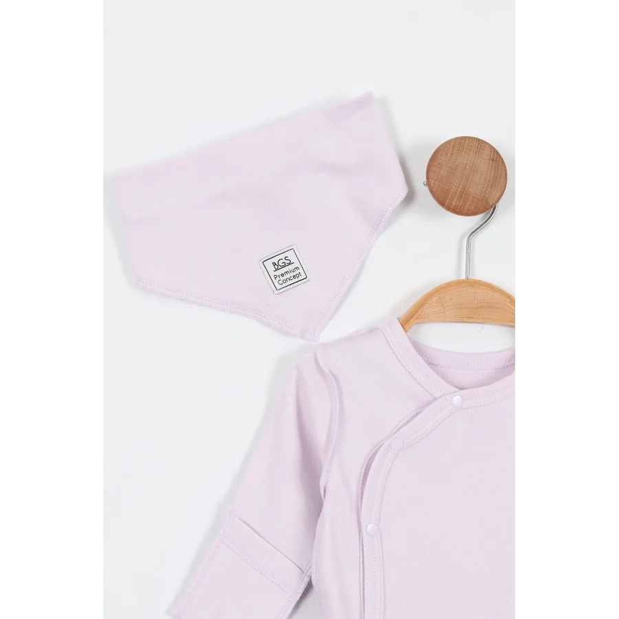 Begi Ters Dikişli Yandan Çıtçıtlı Bebek Tulum Lila - 0-3 Ay