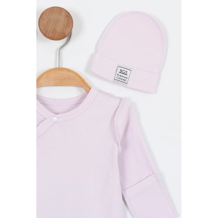 Begi Ters Dikişli Yandan Çıtçıtlı Bebek Tulum Lila - 0-3 Ay