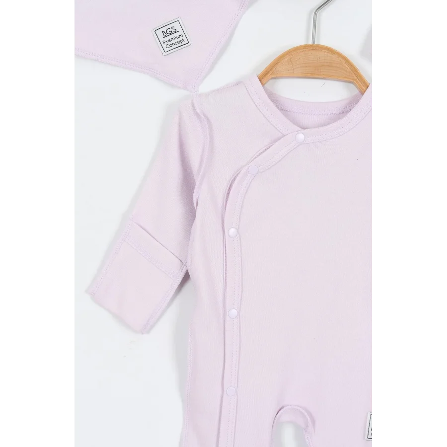 Begi Ters Dikişli Yandan Çıtçıtlı Bebek Tulum Lila - 0-3 Ay