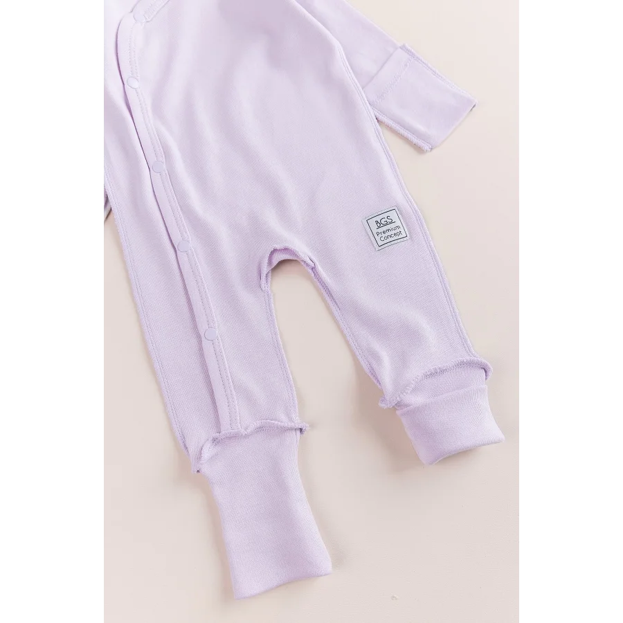 Begi Ters Dikişli Yandan Çıtçıtlı Bebek Tulum Lila - 0-3 Ay