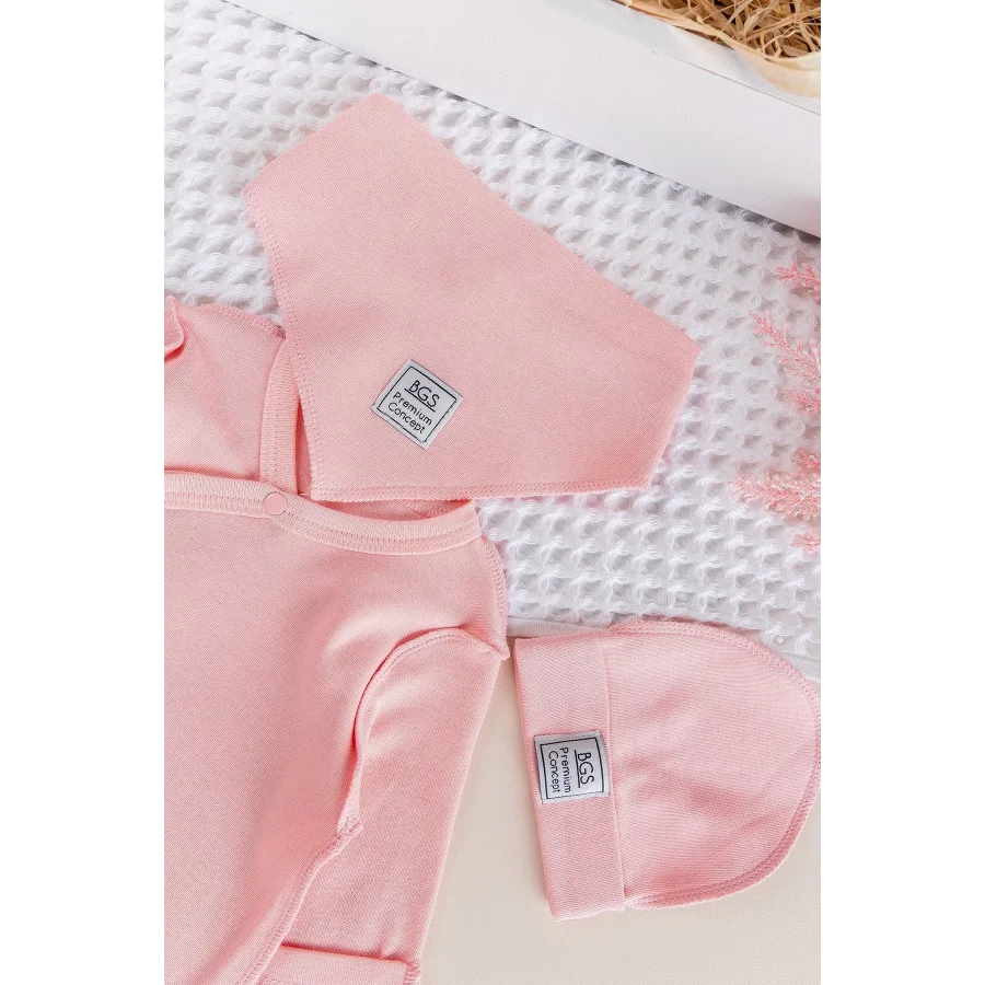 Begi Ters Dikişli Yandan Çıtçıtlı Bebek Tulum Pembe - 0-3 Ay