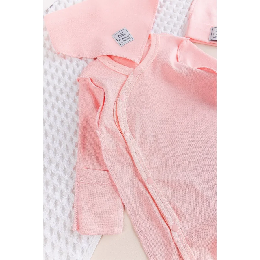 Begi Ters Dikişli Yandan Çıtçıtlı Bebek Tulum Pembe - 0-3 Ay