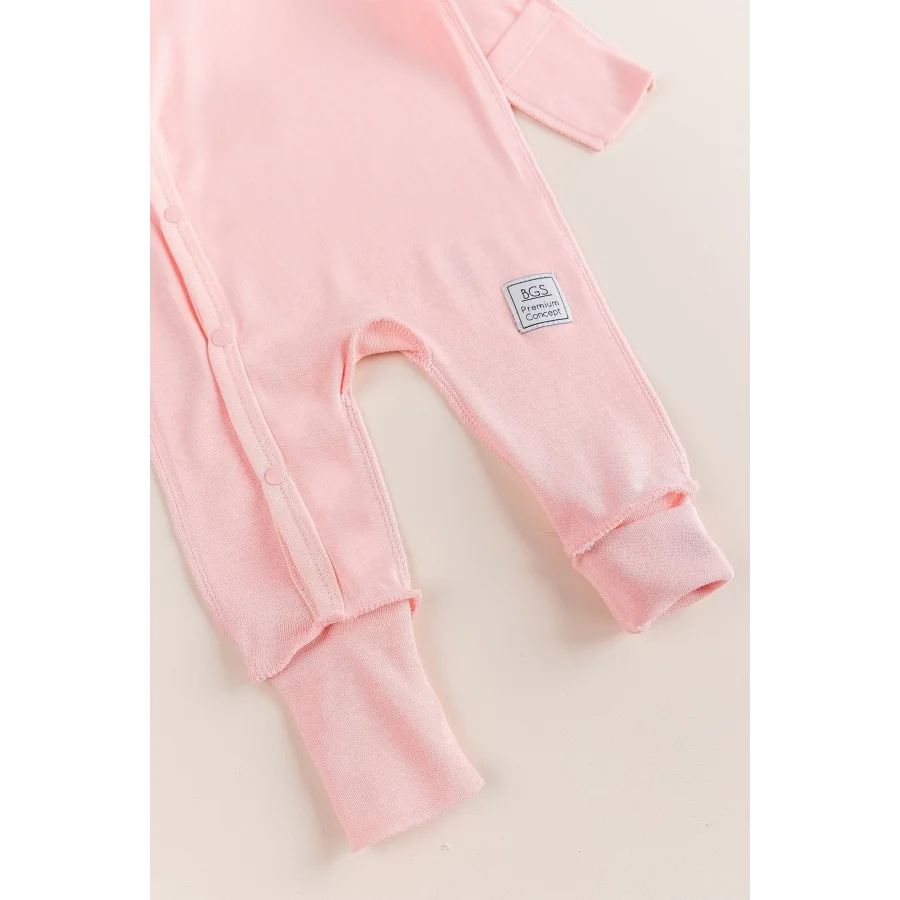Begi Ters Dikişli Yandan Çıtçıtlı Bebek Tulum Pembe - 0-3 Ay