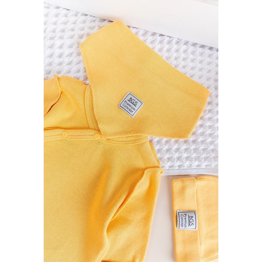 Begi Ters Dikişli Yandan Çıtçıtlı Bebek Tulum Sarı - 0-3 Ay