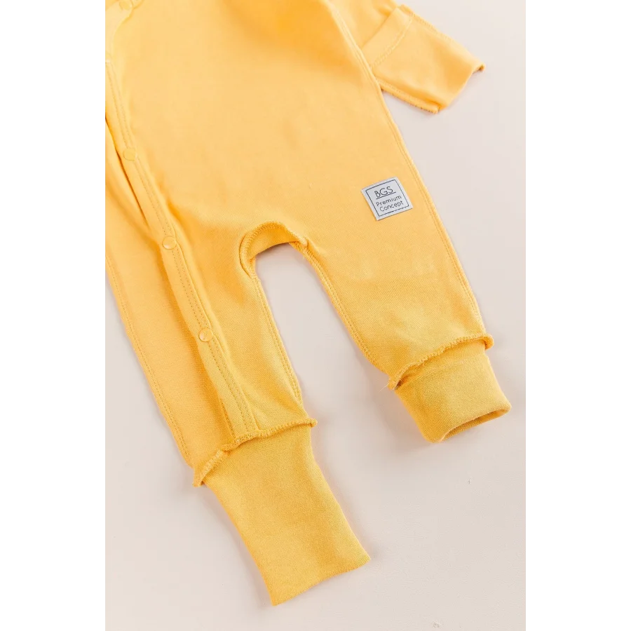 Begi Ters Dikişli Yandan Çıtçıtlı Bebek Tulum Sarı - 0-3 Ay