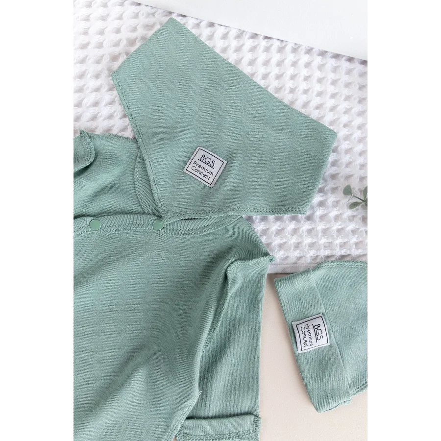 Begi Ters Dikişli Yandan Çıtçıtlı Bebek Tulum Yeşil - 0-3 Ay