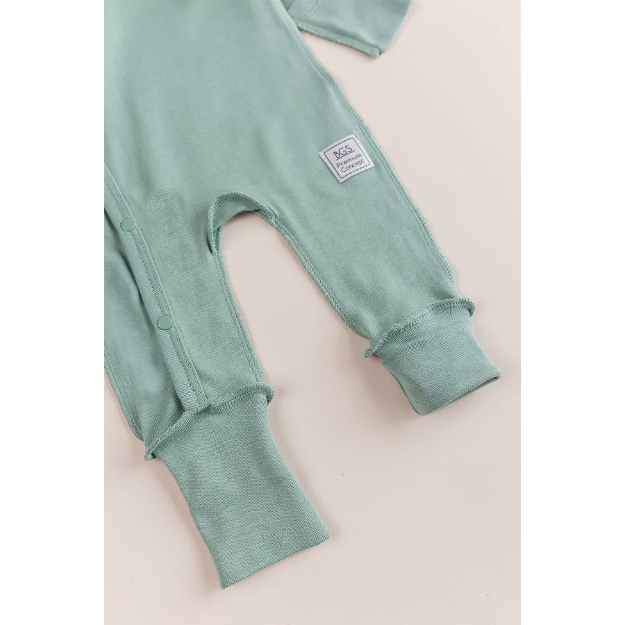 Begi Ters Dikişli Yandan Çıtçıtlı Bebek Tulum Yeşil - 0-3 Ay