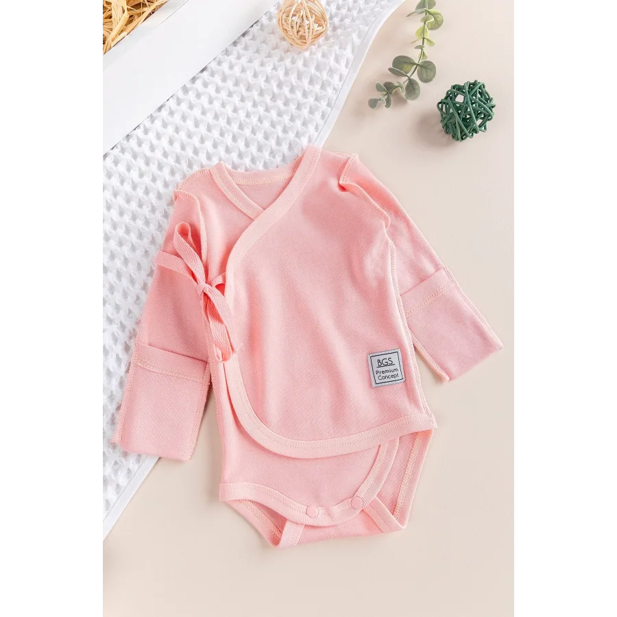 Begi Ters Dikişli Yeni Doğan Kruvaze Çıt Çıtlı Body Zıbın - Pembe