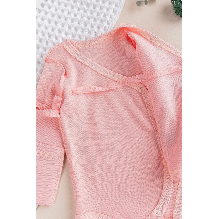 Begi Ters Dikişli Yeni Doğan Kruvaze Çıt Çıtlı Body Zıbın - Pembe
