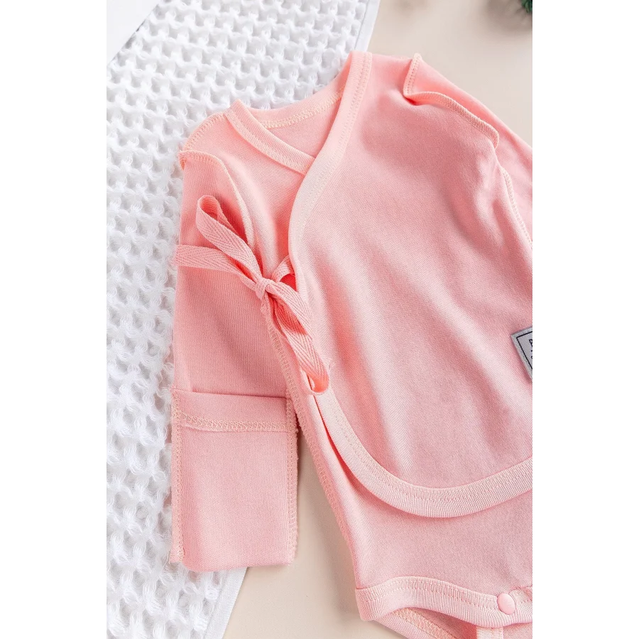 Begi Ters Dikişli Yeni Doğan Kruvaze Çıt Çıtlı Body Zıbın - Pembe