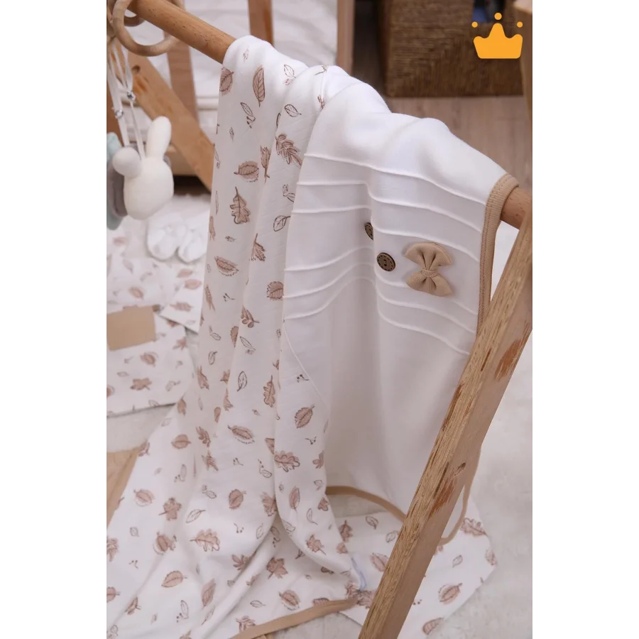 Begi Unisex 0-3 Ay Naturel Yapraklı 8li Set Hastane Çıkışı - Kahve