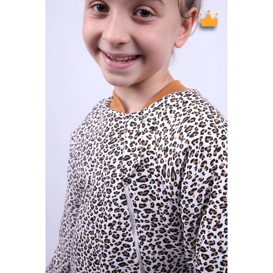 Begisa 2-8 Yaş Elyaf Dolgulu 2.5 Tog Çocuk Uyku Tulumu - Leopar
