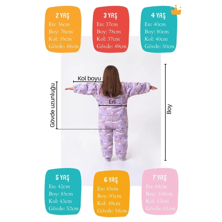 Begisa 2-8 Yaş Kalın Elyaf Dolgulu 2.5 Tog Premium Kalite Çocuk Uyku Tulumu 23504
