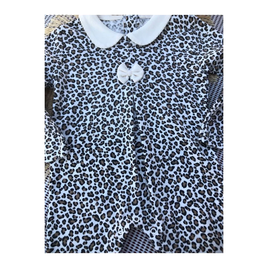 Begisa Bebe Yaka Leopar Desenli Şapkalı Tulum - Krem