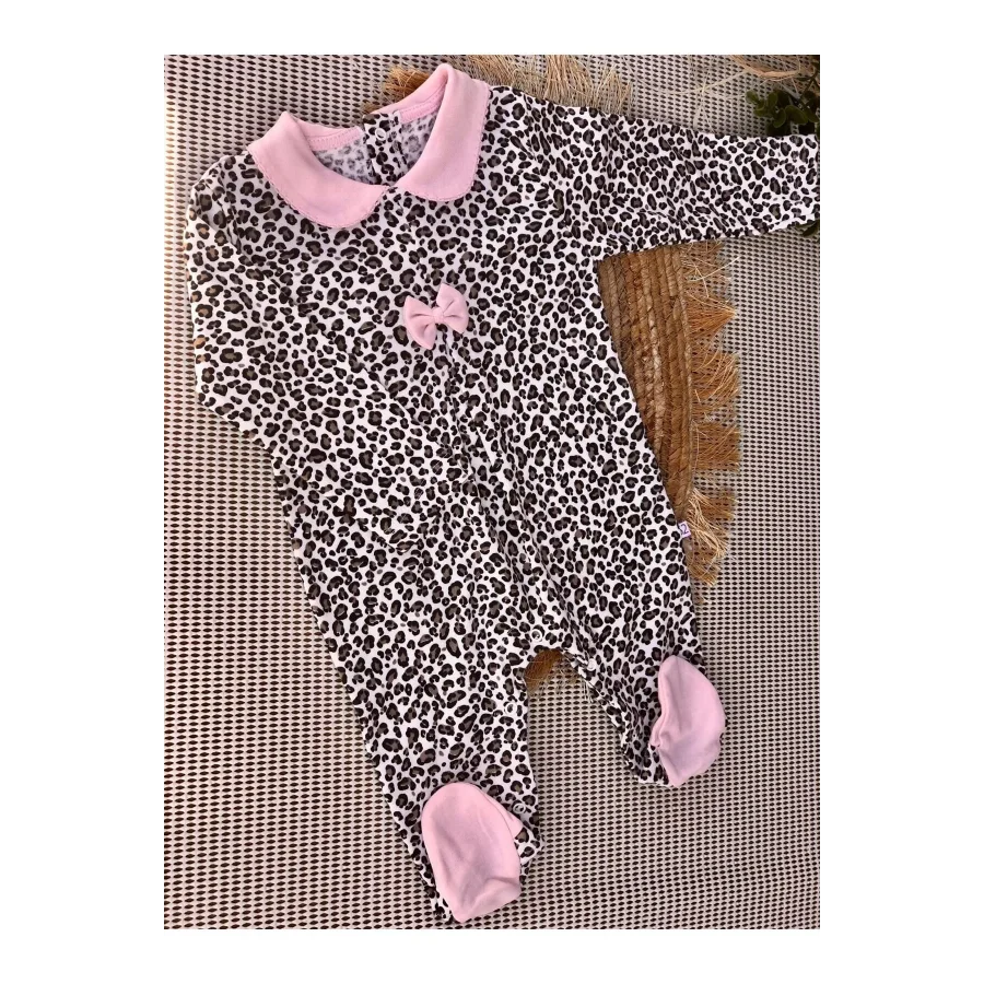 Begisa Bebe Yaka Leopar Desenli Şapkalı Tulum - Pembe