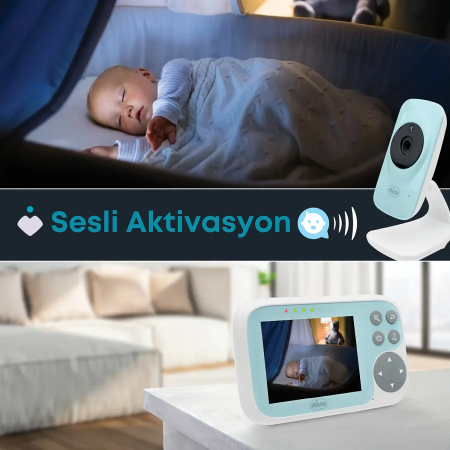 Chicco Baby Monitor Start Gece Görüşlü Ses Aktivasyonlu Bebek Kamerası 3,2 İnç