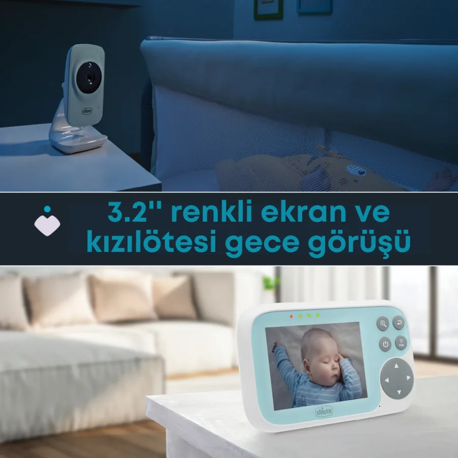 Chicco Baby Monitor Start Gece Görüşlü Ses Aktivasyonlu Bebek Kamerası 3,2 İnç