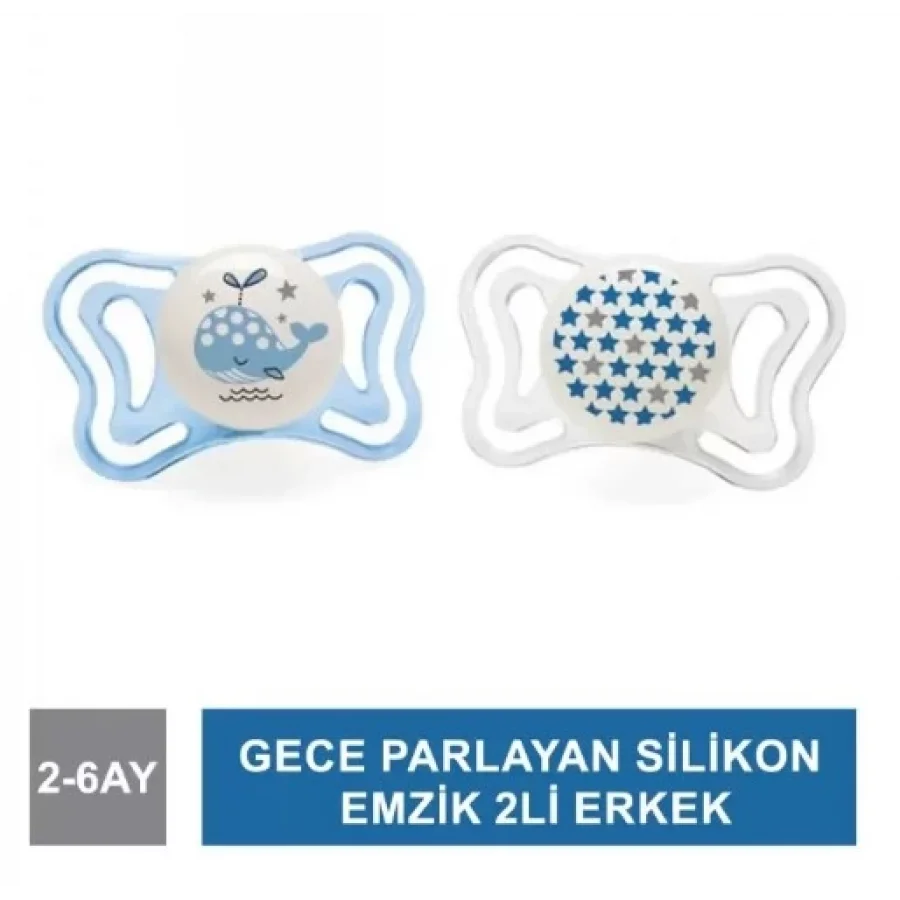 Chicco PhysioForma Light Gece Parlayan Silikon Emzik 2li 2-6 Ay Erkek