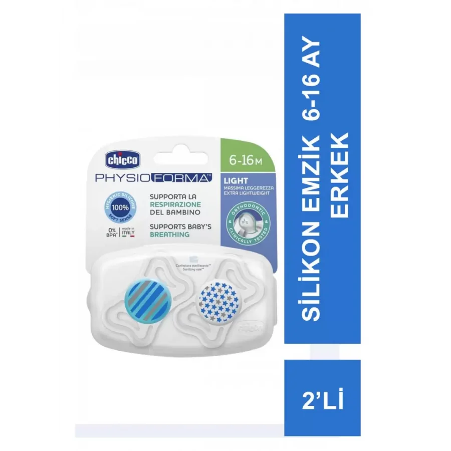 Chicco PhysioForma Light Silikon Emzik 2li 6-16 Ay Erkek