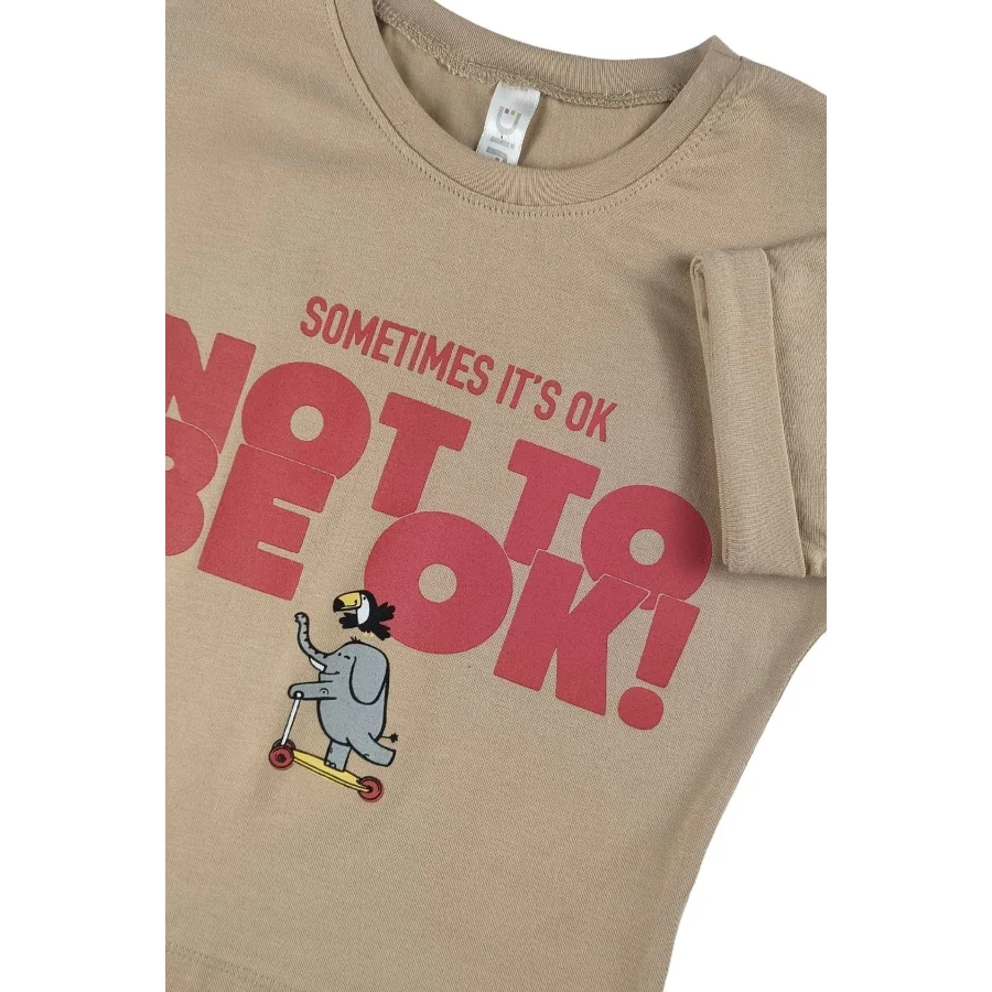 Difa Kids Baskılı Tarz Yazlık Unisex Çocuk Alt Üst Takım - Kahve