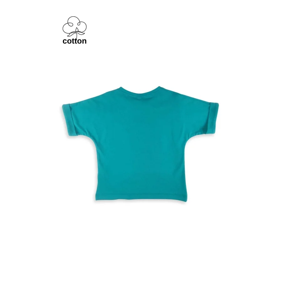 Difa Kids Baskılı Tarz Yazlık Unisex Çocuk Alt Üst Takım - Saks Yeşil