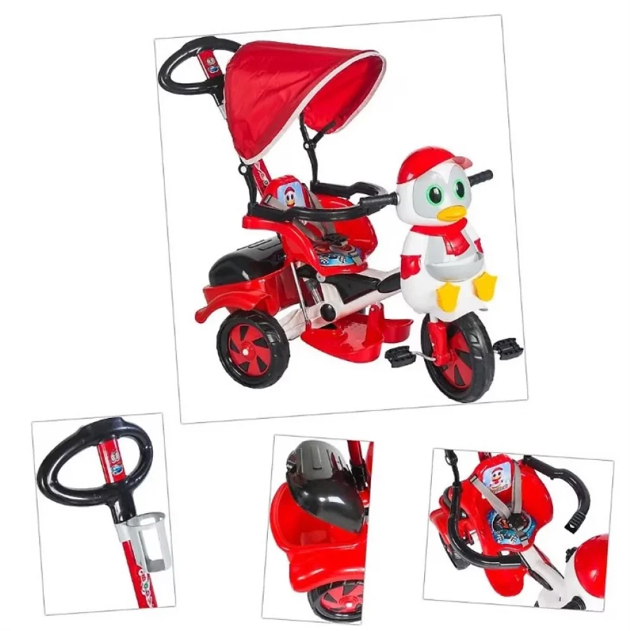 Dilaver Baby Poufi Penguen Ebeveyn Kontrollü Çocuk Bisikleti Kırmızı