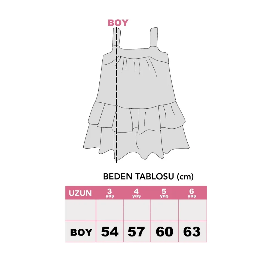 Ekru Renkli Fırfırlı Rahat Yazlık Kız Çocuk Elbise