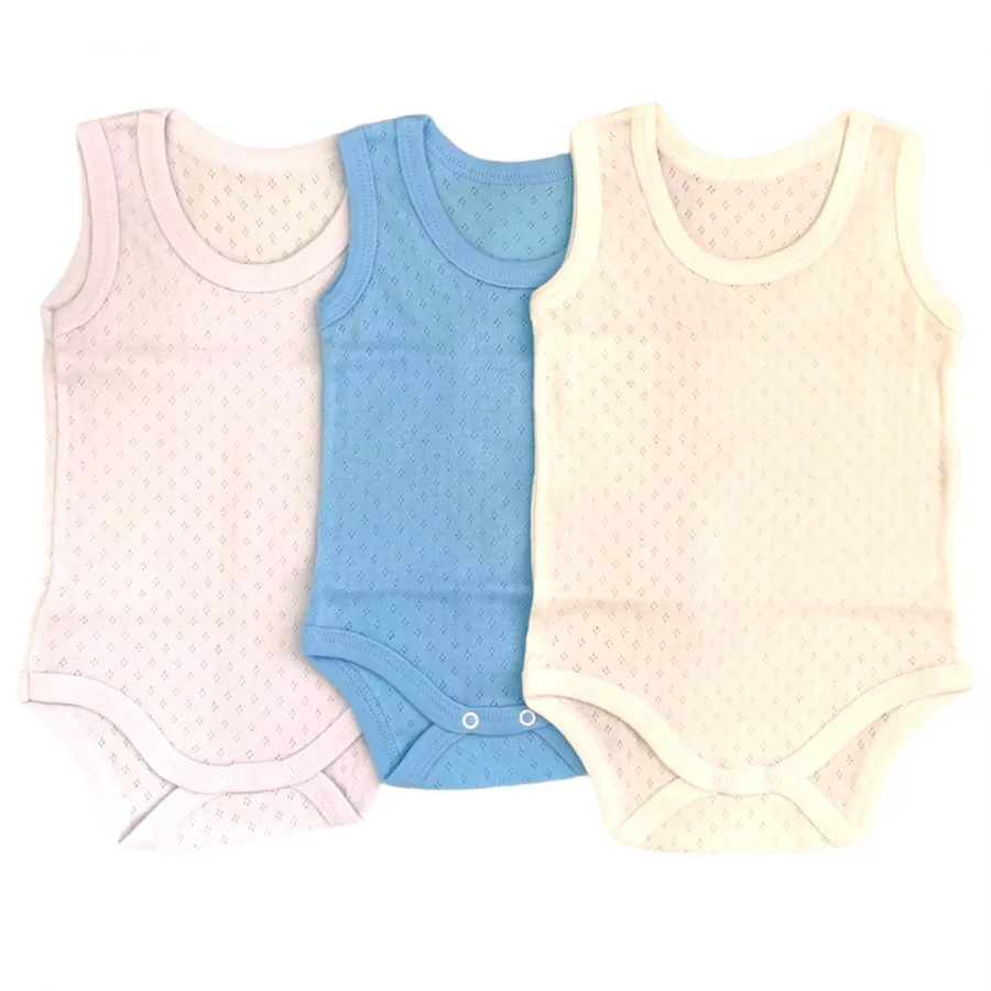 Erkek Bebek Atlet Body 3Lü Jakarlı Beyaz-Mavi-Krem