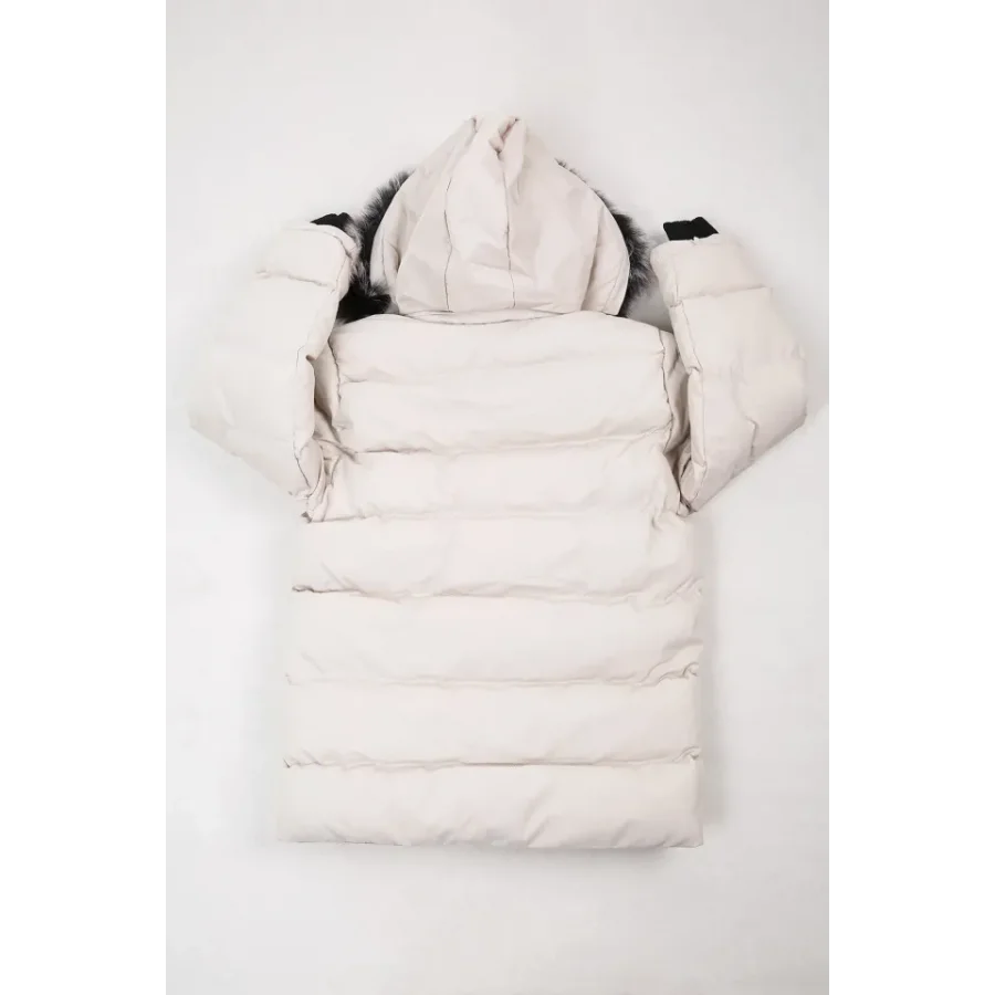 Erkek Çocuk İçi Suni Kürklü Çıkarılabilir Kapüşonlu Cep Detaylı Şişme Mont - Taş