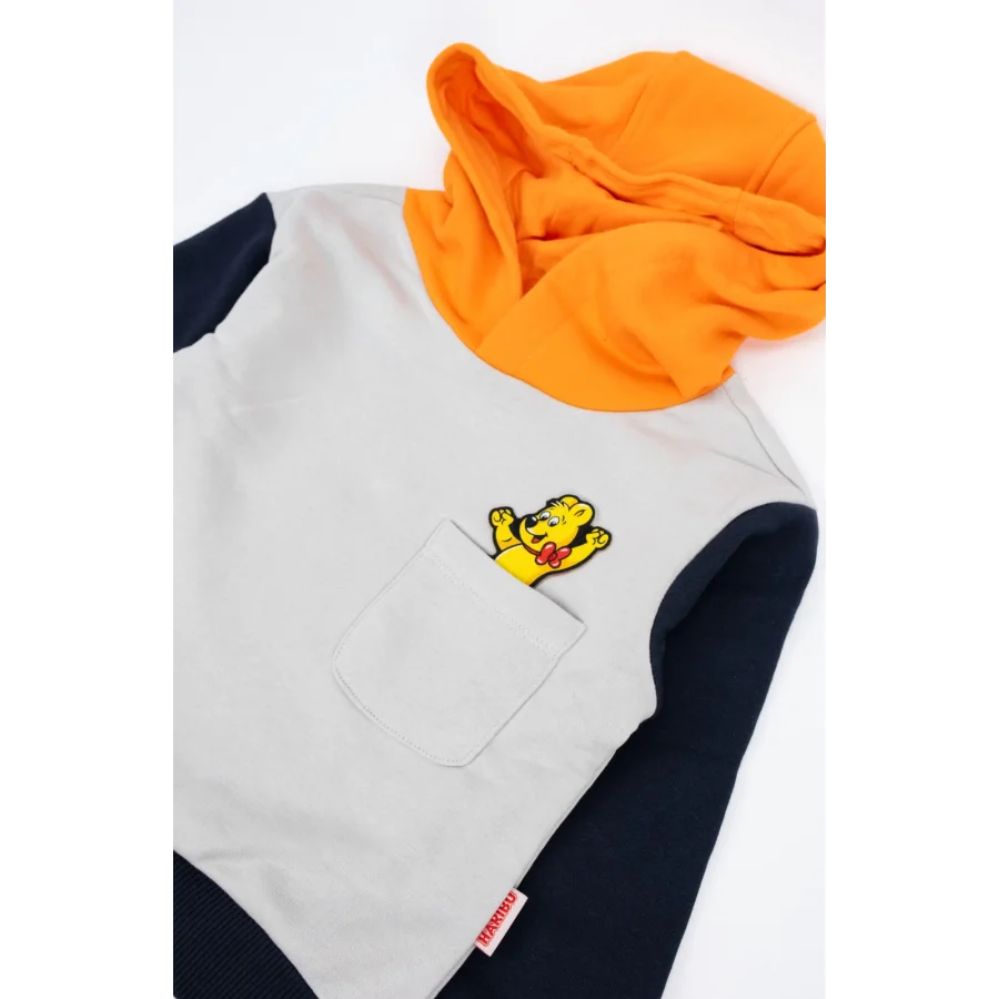 Haribo Goldbear Cepli Kapüşonlu Sweatshirt - Gri