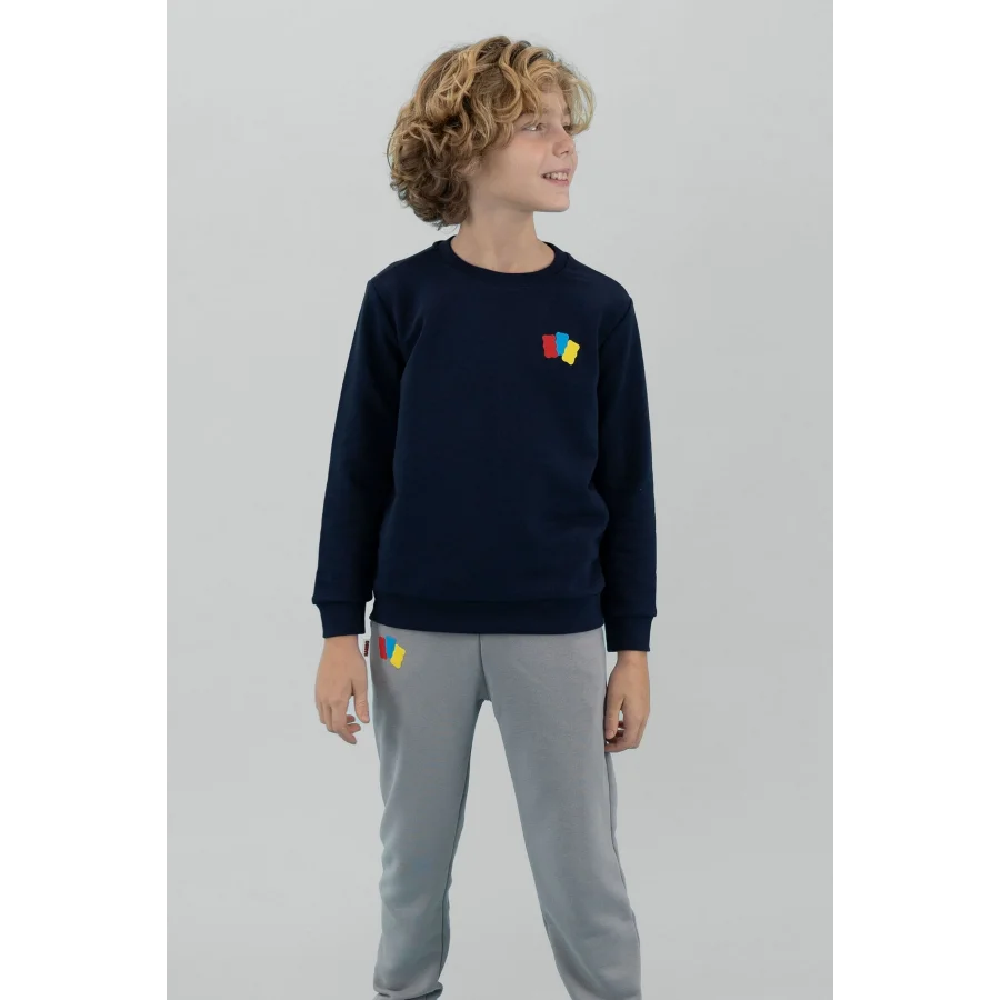 Haribo Kabartma Unisex Çocuk Sweatshirt - Lacivert