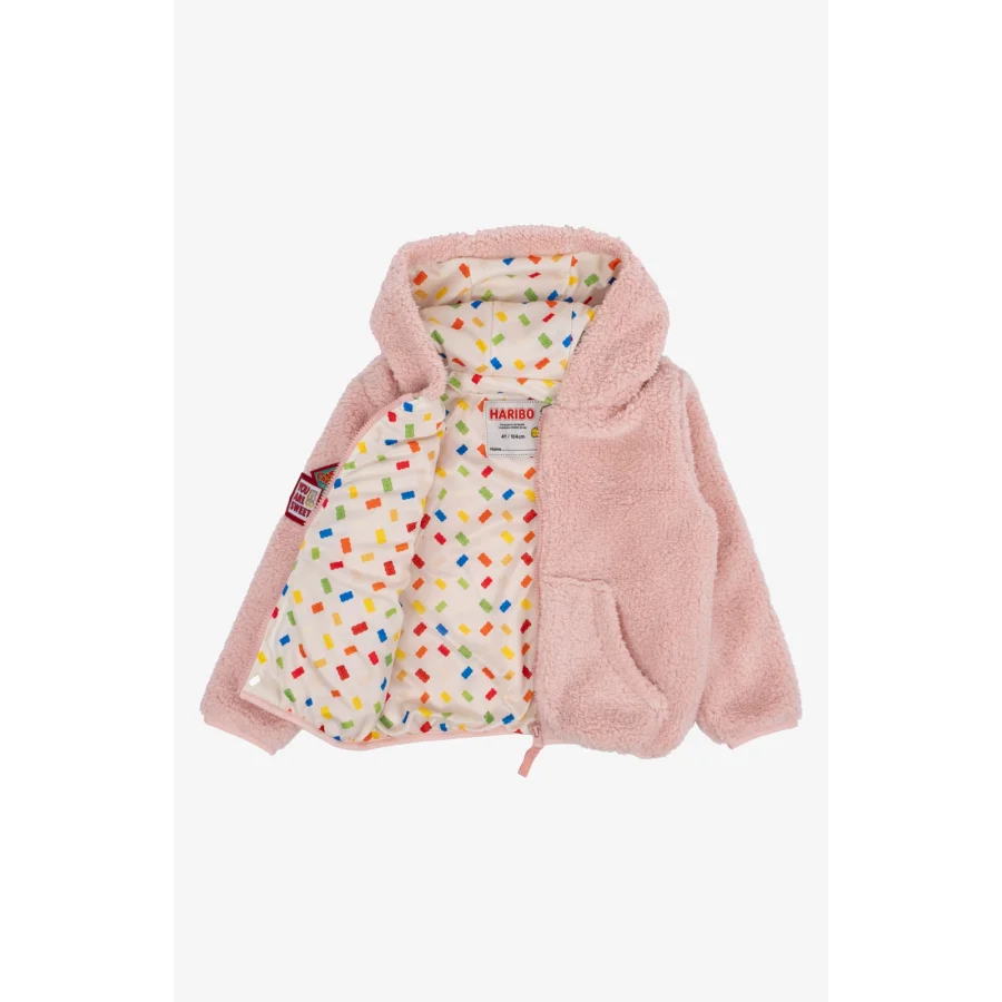 Haribo Tam Fermuarlı Polar Tek Renk Çocuk Polar - Pembe