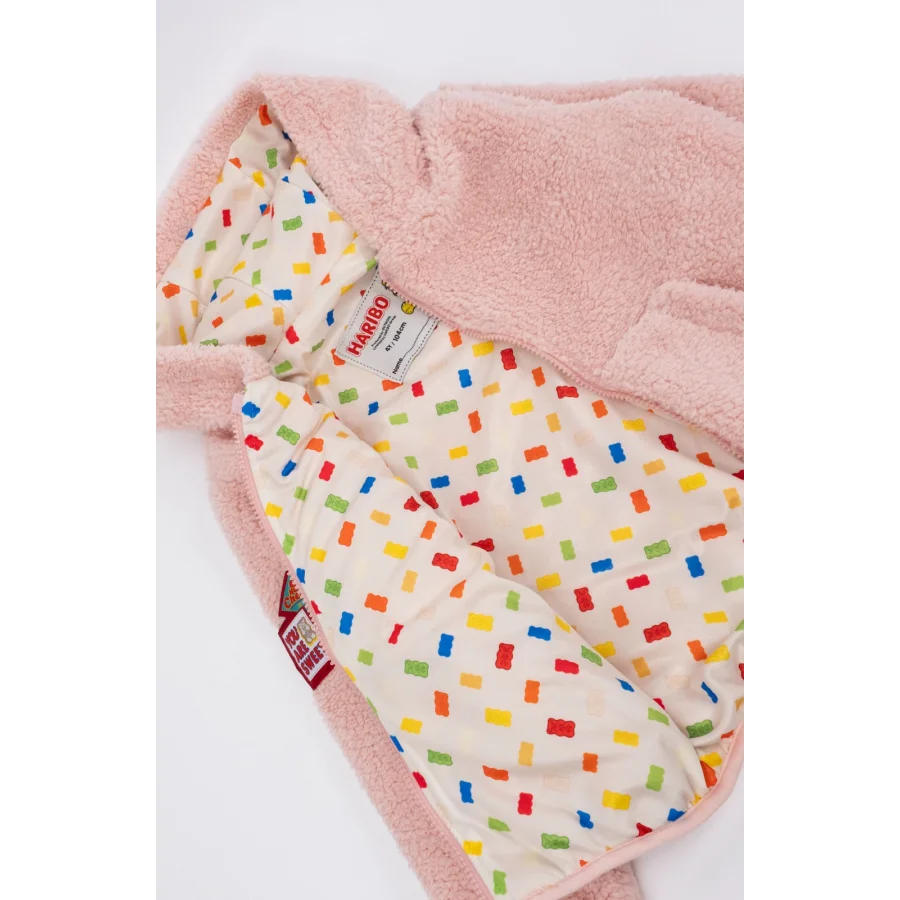 Haribo Tam Fermuarlı Polar Tek Renk Çocuk Polar - Pembe