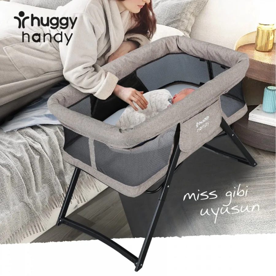 Huggy Handy Pratik Alüminyum Katlanabilir Portatif Beşik - Gri