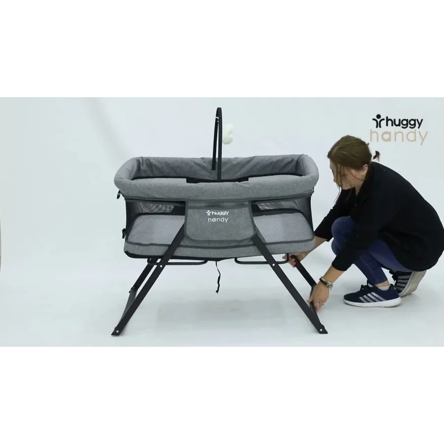 Huggy Handy Pratik Alüminyum Katlanabilir Portatif Beşik - Gri