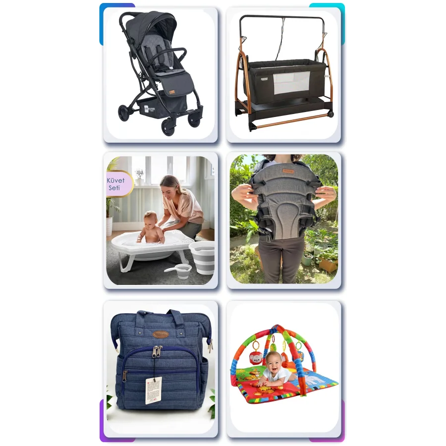 Kabin Boy Bebek Arabalı 9 Parçadan Oluşan Premium Bebek Çeyiz Seti